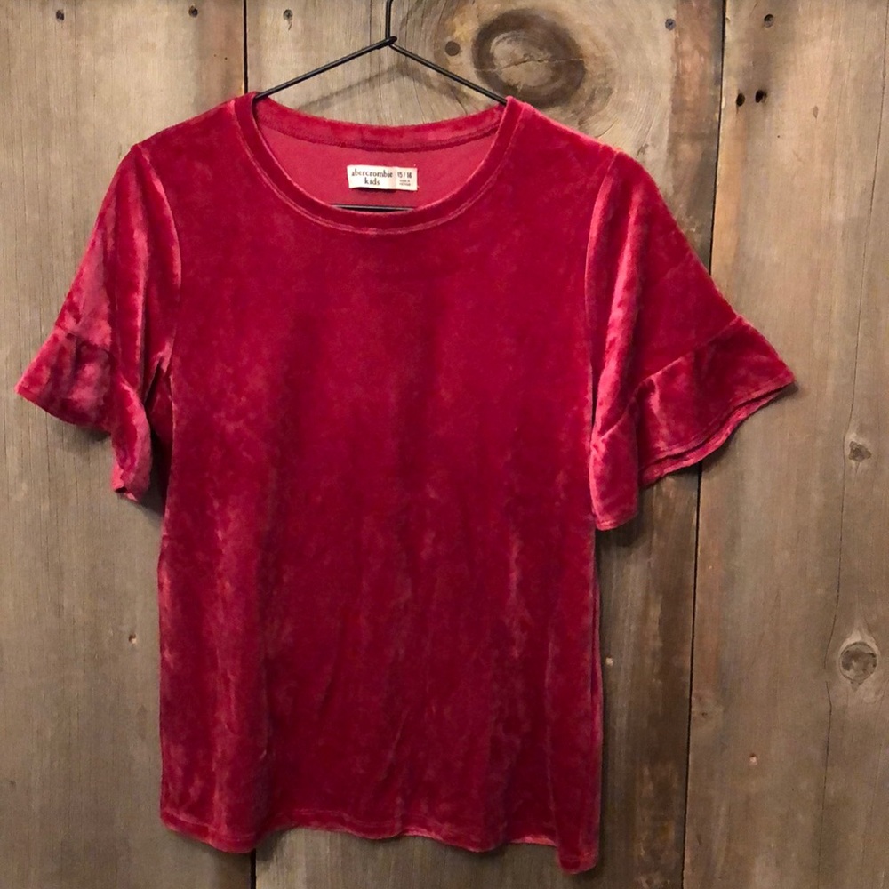 Abercrombie Kids Burgundy Velvet Bell Blouse Size 15 16